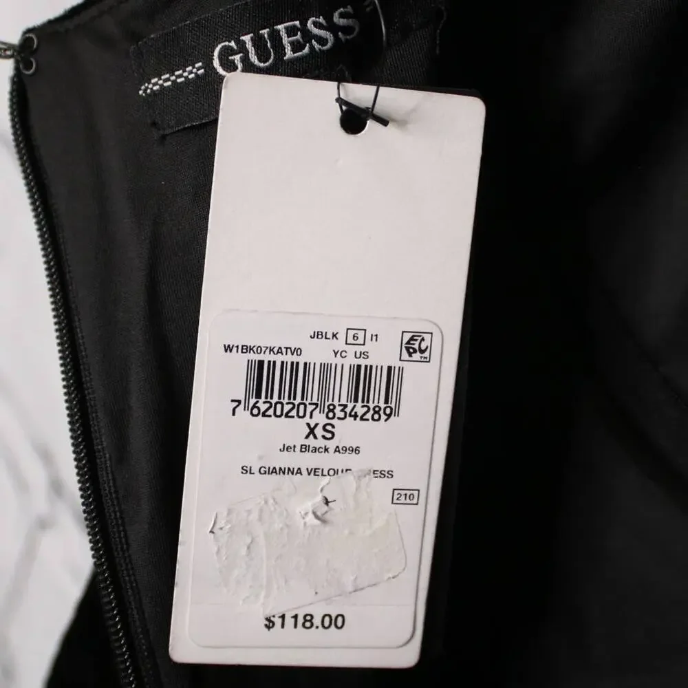 Guess Gianna Black Velvet Mini Dress Sleeveless Bodycon Party Outfit Size XS - Picture 9 of 13